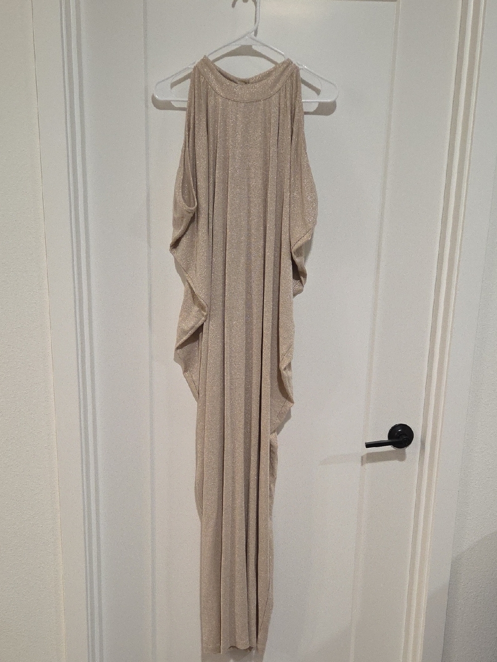 Mango Metallic Champagne Maxi Dress